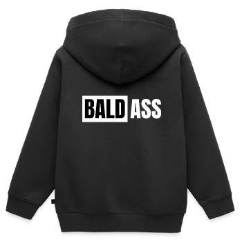 Glatze Kahlkopf Frisur Alopezie - Kinder Premium Organic Zip Hoodie - Schwarz - Hinten - AI Model Kid Male (0cm)