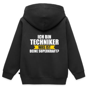 Techniker Beruf Technik Geschenk - Kinder Premium Organic Zip Hoodie - Schwarz - Hinten - AI Model Kid Male (0cm)