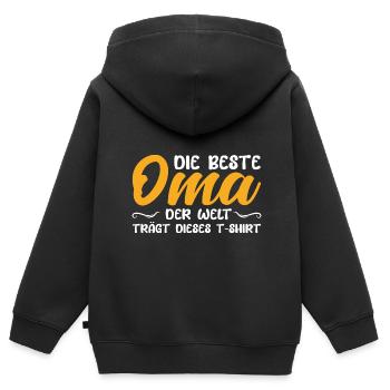 Oma Familie Enkelkind Geschenk - Kinder Premium Organic Zip Hoodie - Schwarz - Hinten - AI Model Kid Male (0cm)