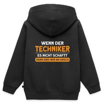 Techniker Beruf Fachmann Technik Geschenk - Kinder Premium Organic Zip Hoodie - Schwarz - Hinten - AI Model Kid Male (0cm)