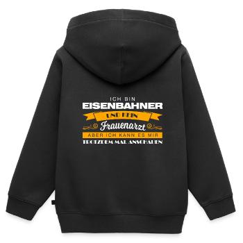 Eisenbahner Beruf Bahn Geschenk - Kinder Premium Organic Zip Hoodie - Schwarz - Hinten - AI Model Kid Male (0cm)