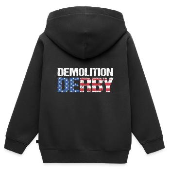 Derby démo - Sweat Premium à capuche zippé enfant bio - noir - Dos - AI Model Kid Male (0cm)