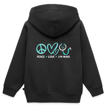 Infirmière Infirmière Infirmière - Sweat Premium à capuche zippé enfant bio - noir - Dos - AI Model Kid Male (0cm)