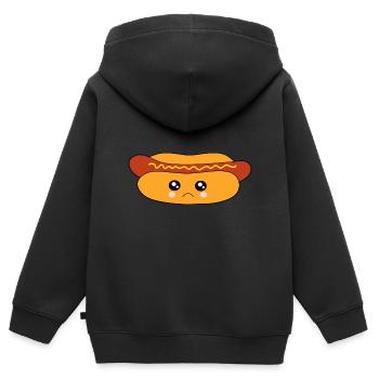 Saucisse à hot-dog - Sweat Premium à capuche zippé enfant bio - noir - Dos - AI Model Kid Male (0cm)