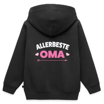 Oma Familie Großeltern Geschenk - Kinder Premium Organic Zip Hoodie - Schwarz - Hinten - AI Model Kid Male (0cm)