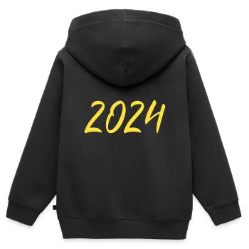 2024 Silvester Neujahr gelb - Kinder Premium Organic Zip Hoodie - Schwarz - Hinten - AI Model Kid Male (0cm)
