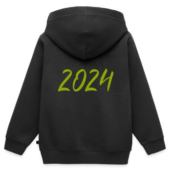 2024 Silvester Neujahr grün - Kinder Premium Organic Zip Hoodie - Schwarz - Hinten - AI Model Kid Male (0cm)