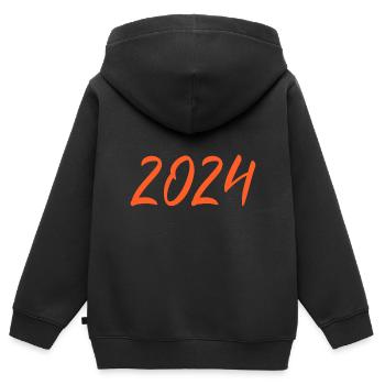 2024 Silvester Neujahr orangen - Kinder Premium Organic Zip Hoodie - Schwarz - Hinten - AI Model Kid Male (0cm)