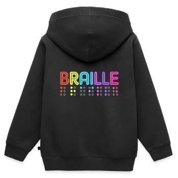 Blindenschrift Braille Blind - Kinder Premium Organic Zip Hoodie - Schwarz - Hinten - AI Model Kid Male (0cm)