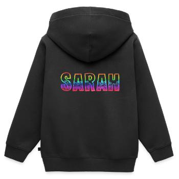 sarah rs regenbogen - Kinder Premium Organic Zip Hoodie - Schwarz - Hinten - AI Model Kid Male (0cm)