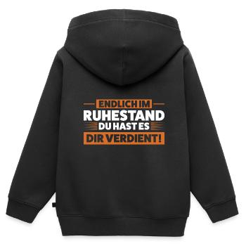 Ruhestand Rente Pension Geschenk - Kinder Premium Organic Zip Hoodie - Schwarz - Hinten - AI Model Kid Male (0cm)