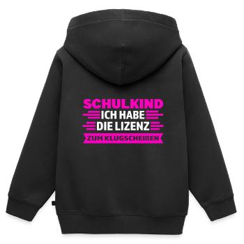 Schulkind Anfang Schulbeginn Geschenk - Kinder Premium Organic Zip Hoodie - Schwarz - Hinten - AI Model Kid Male (0cm)