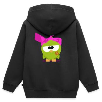 Birdie mit Kopftuch - Kinder Premium Organic Zip Hoodie - Schwarz - Hinten - AI Model Kid Male (0cm)