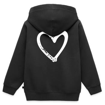 Weißes Herz - Kinder Premium Organic Zip Hoodie - Schwarz - Hinten - AI Model Kid Male (0cm)