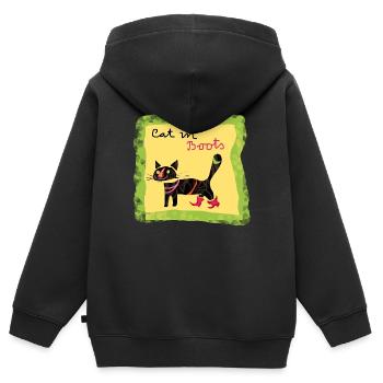 Cat in Boots - Kids Premium Organic Zip-up Hoodie - black - Back - AI Model Kid Male (0cm)