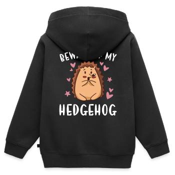 Hedgie Beware Of My Hedgehog - Kids Premium Organic Zip-up Hoodie - black - Back - AI Model Kid Male (0cm)