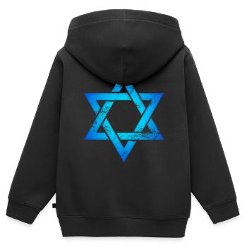 Israël étoile étoile de David hexagramme judaïsme symbole - Sweat Premium à capuche zippé enfant bio - noir - Dos - AI Model Kid Male (0cm)