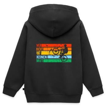 Mountainbike Rennen Radsport Geschenk - Kinder Premium Organic Zip Hoodie - Schwarz - Hinten - AI Model Kid Male (0cm)