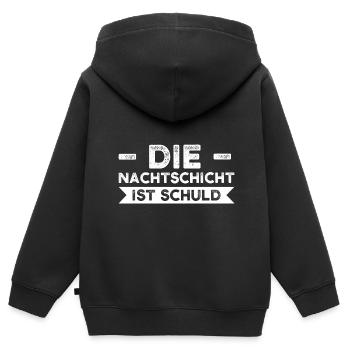 Schicht Arbeit Tagesschicht Geschenk - Kinder Premium Organic Zip Hoodie - Schwarz - Hinten - AI Model Kid Male (0cm)