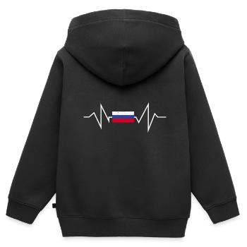 Russie - Sweat Premium à capuche zippé enfant bio - noir - Dos - AI Model Kid Male (0cm)