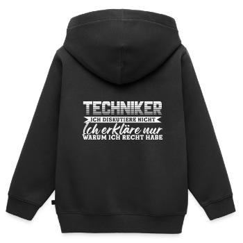 Techniker Beruf Fachmann Technik Geschenk - Kinder Premium Organic Zip Hoodie - Schwarz - Hinten - AI Model Kid Male (0cm)