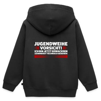 Jugendweihe Jugend Jugendliche Geschenk - Kinder Premium Organic Zip Hoodie - Schwarz - Hinten - AI Model Kid Male (0cm)