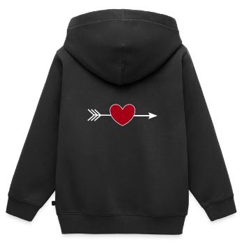 Saint-Valentin, Saint-Valentin, Saint-Valentin - Sweat Premium à capuche zippé enfant bio - noir - Dos - AI Model Kid Male (0cm)