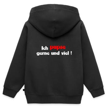 lustiger Spruch pupsen - Kinder Premium Organic Zip Hoodie - Schwarz - Hinten - AI Model Kid Male (0cm)