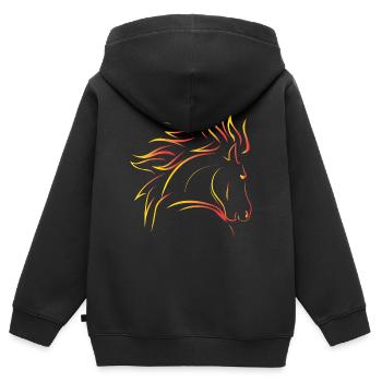 Pferd Wildpferd - Kinder Premium Organic Zip Hoodie - Schwarz - Hinten - AI Model Kid Male (0cm)