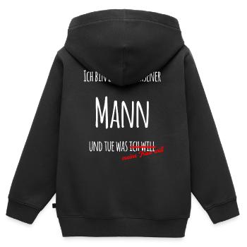 Ich bin ein erwachsener Mann! Geschenk für Männer - Kinder Premium Organic Zip Hoodie - Schwarz - Hinten - AI Model Kid Male (0cm)