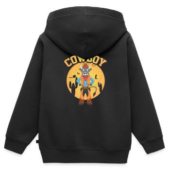 Cadeau Cowboy Cow Western Rodeo Wild West - Sweat Premium à capuche zippé enfant bio - noir - Dos - AI Model Kid Male (0cm)