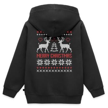 ugly Christmas Sweater Rentier Hirsch Jäger rot - Kinder Premium Organic Zip Hoodie - Schwarz - Hinten - AI Model Kid Male (0cm)