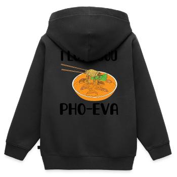 Ich liebe pho eva - Kinder Premium Organic Zip Hoodie - Schwarz - Hinten - AI Model Kid Male (0cm)