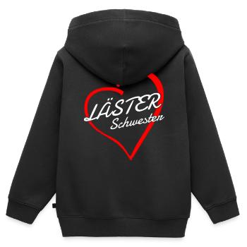 Läster Schwester Herz - Kinder Premium Organic Zip Hoodie - Schwarz - Hinten - AI Model Kid Male (0cm)
