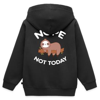 Nope Not Today - paresseux - Sweat Premium à capuche zippé enfant bio - noir - Dos - AI Model Kid Male (0cm)