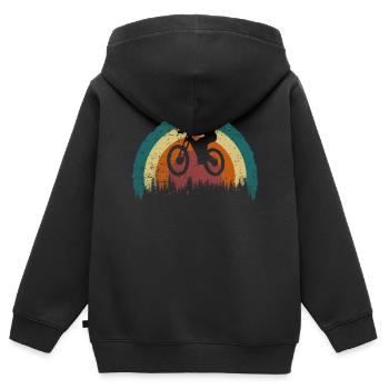 MTB Downhill Freeride Mountain Biking Enduro - Sweat Premium à capuche zippé enfant bio - noir - Dos - AI Model Kid Male (0cm)
