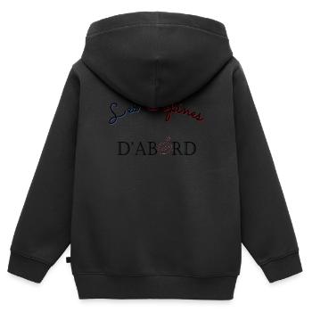 Les copines d'abord ! - Sweat Premium à capuche zippé enfant bio - noir - Dos - AI Model Kid Male (0cm)