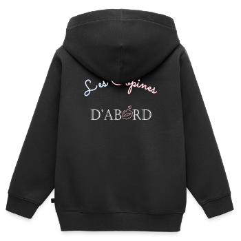 Les copines d'abord ! - Sweat Premium à capuche zippé enfant bio - noir - Dos - AI Model Kid Male (0cm)