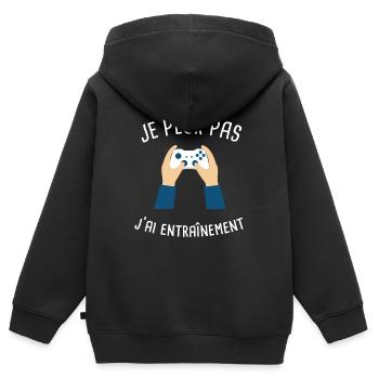 j'peux pas j'ai console gaming - Sweat Premium à capuche zippé enfant bio - noir - Dos - AI Model Kid Male (0cm)