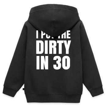 Dirty In Thirty - 30. Geburtstag Geschenk Dreissig - Kinder Premium Organic Zip Hoodie - Schwarz - Hinten - AI Model Kid Male (0cm)