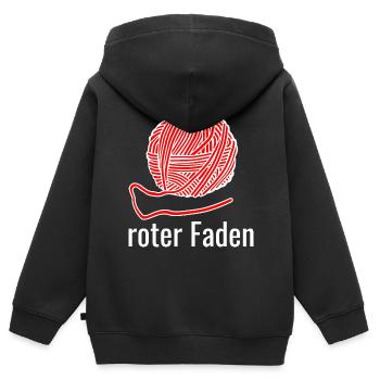 Roter Faden - Kinder Premium Organic Zip Hoodie - Schwarz - Hinten - AI Model Kid Male (0cm)