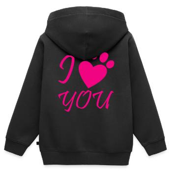 Chien chien - Sweat Premium à capuche zippé enfant bio - noir - Dos - AI Model Kid Male (0cm)