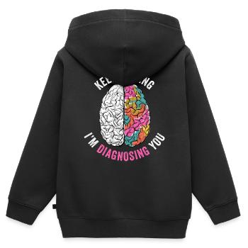 Psychologie psychologue thérapeute cadeau psyché - Sweat Premium à capuche zippé enfant bio - noir - Dos - AI Model Kid Male (0cm)