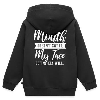 Citation drôle - Sweat Premium à capuche zippé enfant bio - noir - Dos - AI Model Kid Male (0cm)