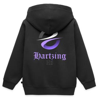 Hartzing Purple - Kinder Premium Organic Zip Hoodie - Schwarz - Hinten - AI Model Kid Male (0cm)