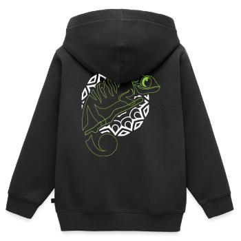 Iguane Iguane Lézard Reptile Reptile Iguana - Sweat Premium à capuche zippé enfant bio - noir - Dos - AI Model Kid Male (0cm)