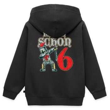 Ritter Geburtstag ich bin schon 6 Geburtstagsshirt - Kinder Premium Organic Zip Hoodie - Schwarz - Hinten - AI Model Kid Male (0cm)