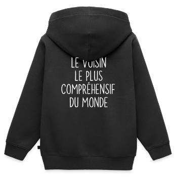le voisin le plus compréhensif du monde - Sweat Premium à capuche zippé enfant bio - noir - Dos - AI Model Kid Male (0cm)