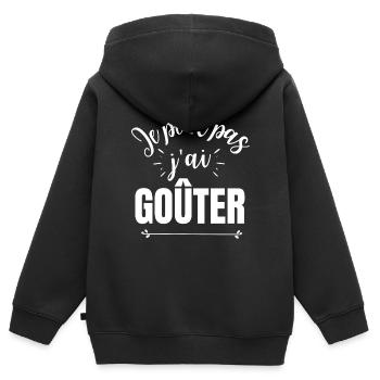 Je peux pas j'ai goûter - Sweat Premium à capuche zippé enfant bio - noir - Dos - AI Model Kid Male (0cm)