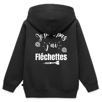 Je peux pas j'ai fléchettes - Sweat Premium à capuche zippé enfant bio - noir - Dos - AI Model Kid Male (0cm)